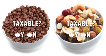 images of two food stuffs with the word taxable? imposed on each one