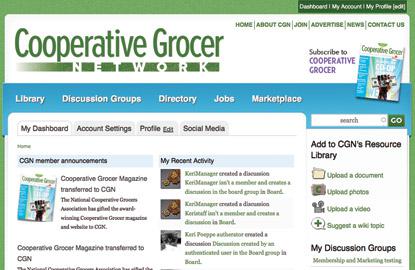snapshot of the cooperative grocer website